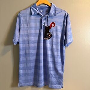 Antigua Philadelphia Phillies Men’s Light Blue Urge Tonal Short Sleeve Polo